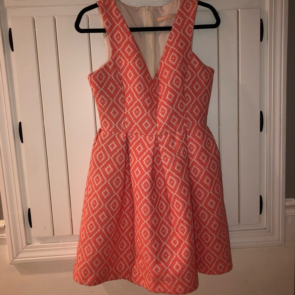 Stunning Neon Pink/Orange Geometric Dress